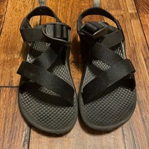 Solid black chacos